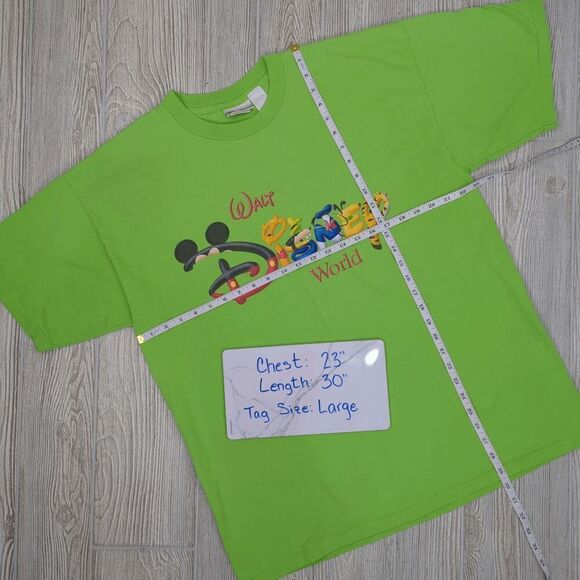 Authentic Vintage Disney 1990s Walt Disney World Lime Green T-shirt - Picture 6 of 7